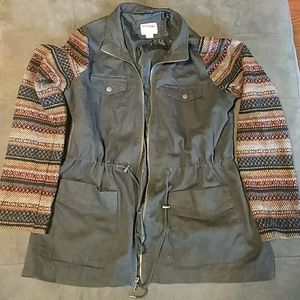 Mossimo Supply Co. Green/Brown Sweater Jacket